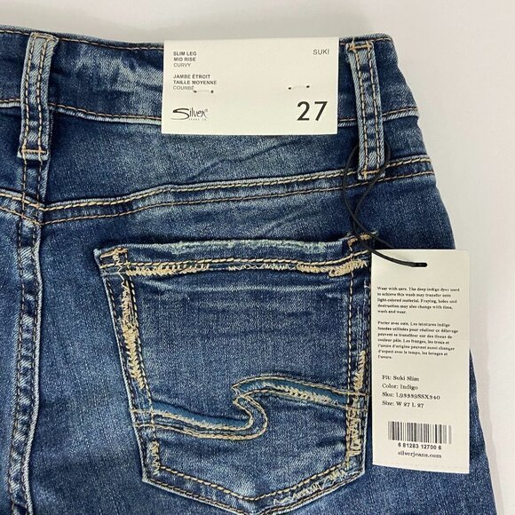 Silver Jeans Co. Women's Suki Slim Leg Curvy Size 27 (26 x 27) Mid Rise NWT - Picture 12 of 13
